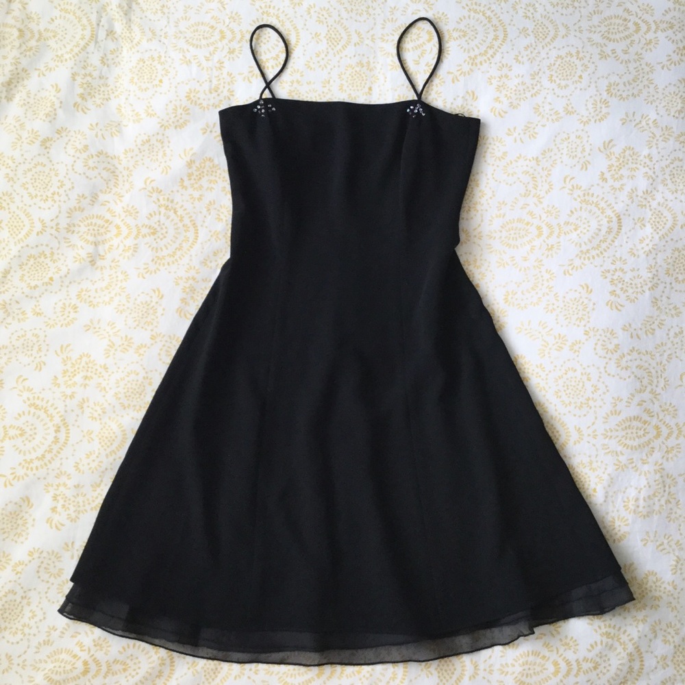 Y2K Ann Taylor Beaded LBD Swishy Strap Party